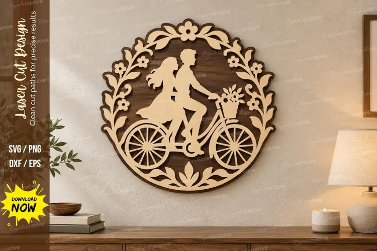 Bicycle Couple Wall Art Laser Cut SVG File bicycle couple sv