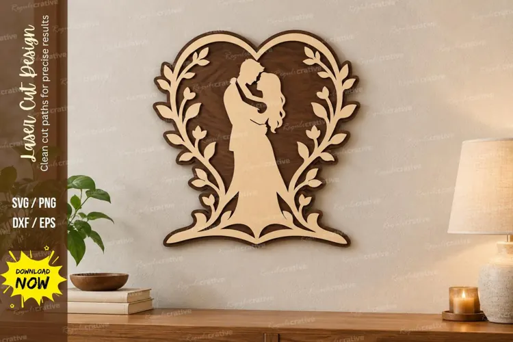 Heart Couple Wall Art Laser Cut SVG File heart couple svg,