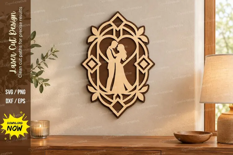 Geometric Couple Wall Art Laser Cut SVG File geometric