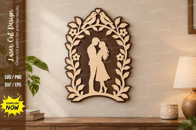 Floral Couple Arch Wall Art Laser Cut SVG File floral couple example image 1