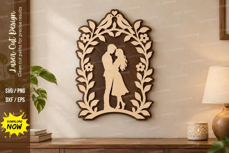Floral Couple Arch Wall Art Laser Cut SVG File floral couple