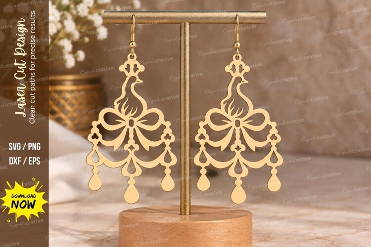 Botanical Leaf Earrings Laser Cut SVG File botanical earring example image 1