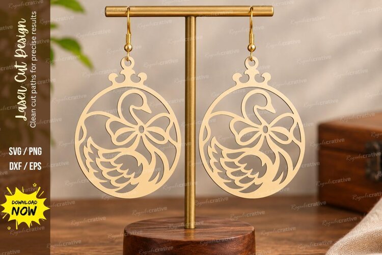 Oval Floral Earrings Laser Cut SVG File oval floral earrings example image 1