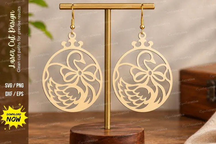 Oval Floral Earrings Laser Cut SVG File oval floral earrings