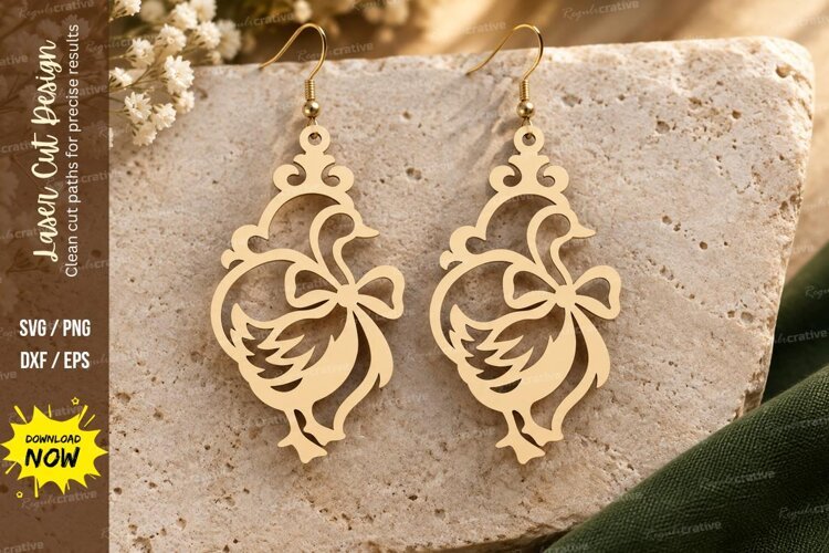 Ornate Floral Teardrop Earrings Laser Cut SVG File floral example image 1
