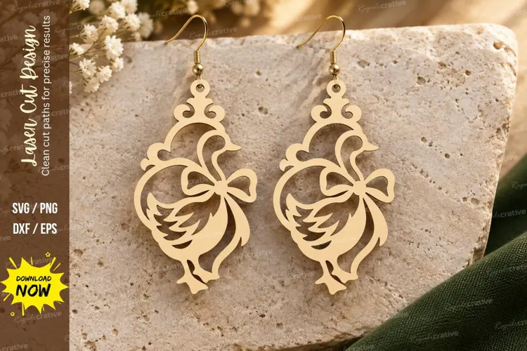 Ornate Floral Teardrop Earrings Laser Cut SVG File floral