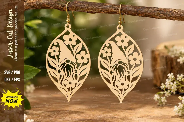 Botanical Leaf Earrings Laser Cut SVG File botanical earring