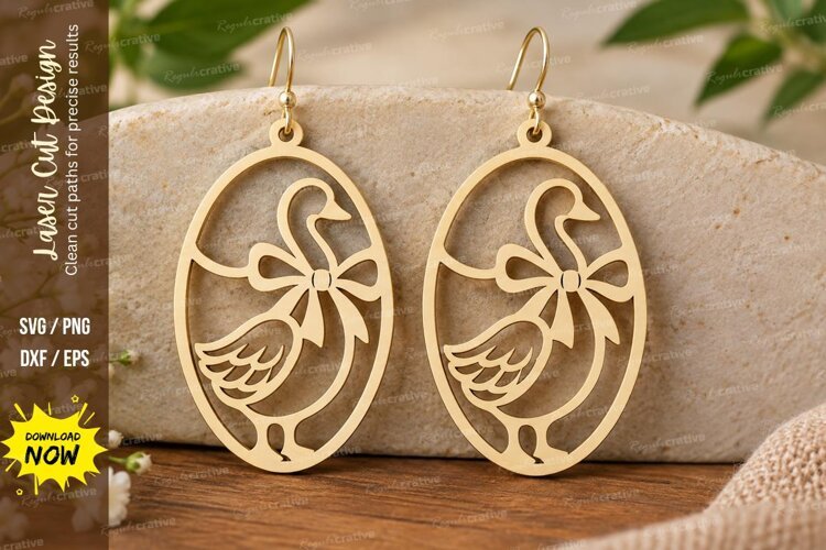 Oval Floral Earrings Laser Cut SVG File oval floral earrings example image 1