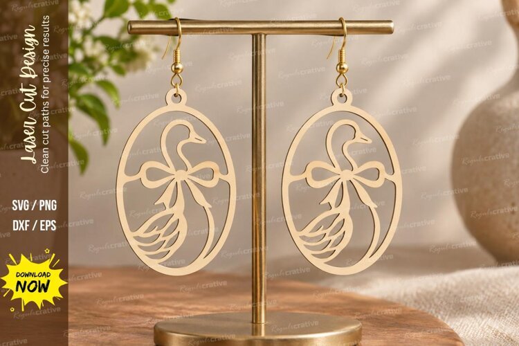 Oval Botanical Earrings Laser Cut SVG File oval earrings svg example image 1