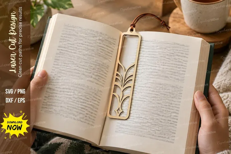 Minimal Leaf Bookmark Laser Cut SVG File leaf bookmark svg,