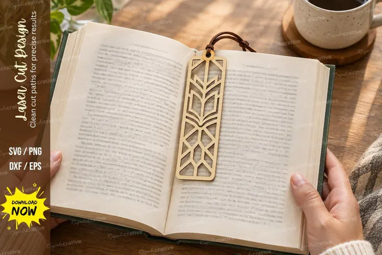 Geometric Leaf Bookmark Laser Cut SVG File geometric bookmar