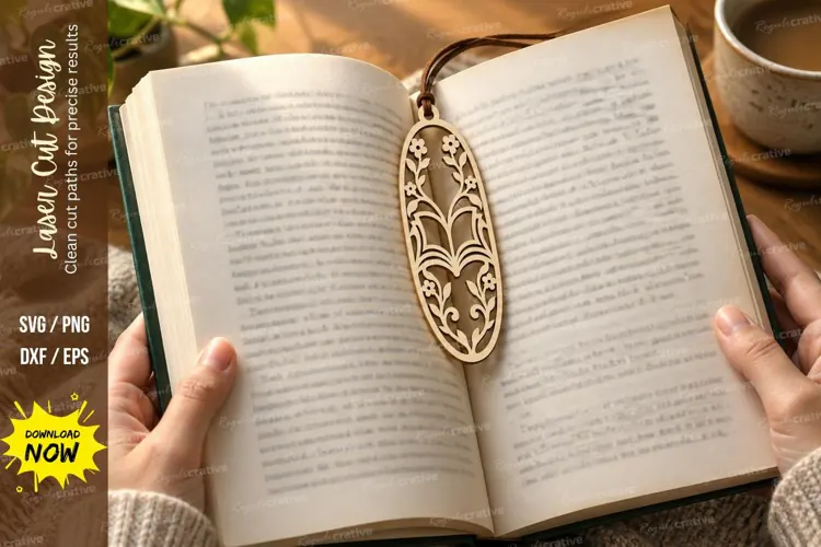Oval Botanical Bookmark Laser Cut SVG File oval bookmark svg