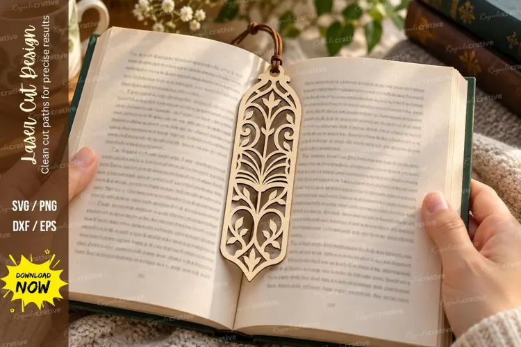 Ornate Leaf Bookmark Laser Cut SVG File ornate leaf bookmark
