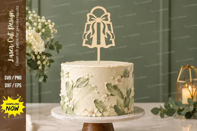Hanging Gift Cake Topper Laser Cut SVG File gift cake topper