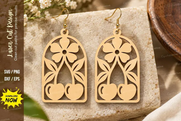 Cherry Arch Earrings Laser Cut SVG File cherry earrings svg,