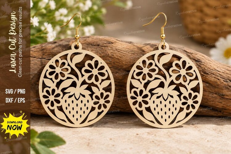 Floral Tree Earrings Laser Cut SVG File tree earrings svg example image 1