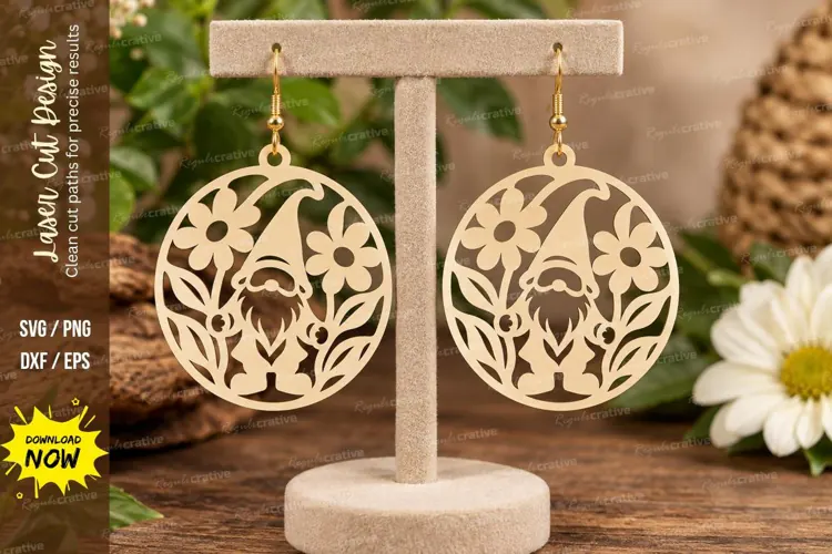 Floral Cherry Round Earrings Laser Cut SVG File cherry earri