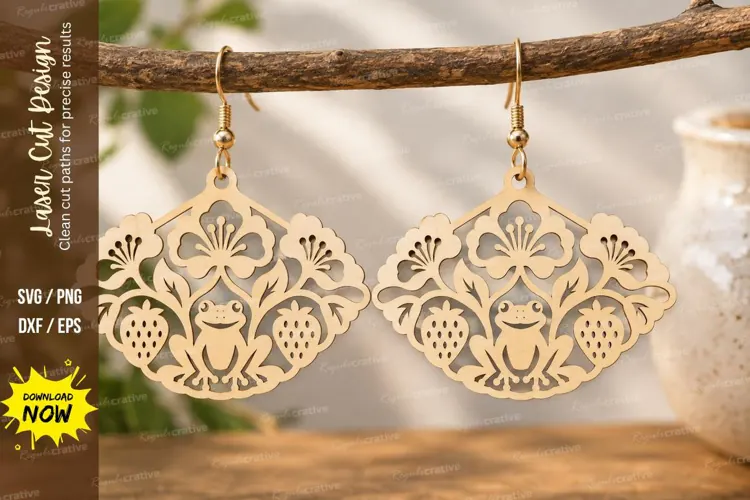 strawberry floral earrings, strawberry earrings png, floral