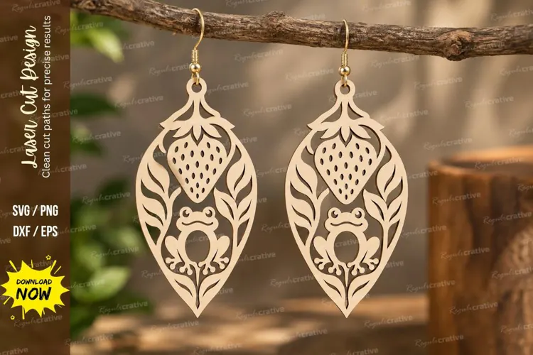 strawberry leaf earrings, strawberry earrings png, leaf earr