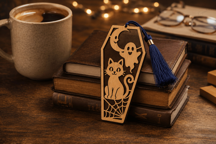 Black Cat Coffin Bookmark Laser Cut SVG File black cat bookm