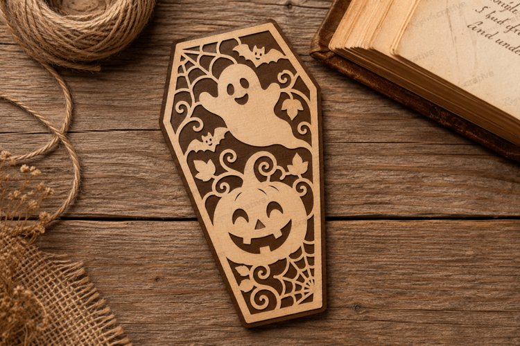Ghost Pumpkin Coffin Bookmark Laser Cut SVG File ghost bookm