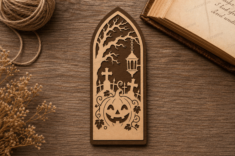 Haunted Pumpkin Bookmark Laser Cut SVG File haunted bookmark