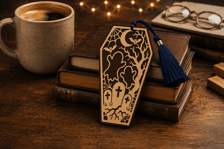 Haunted Graveyard Bookmark Laser Cut SVG File graveyard book