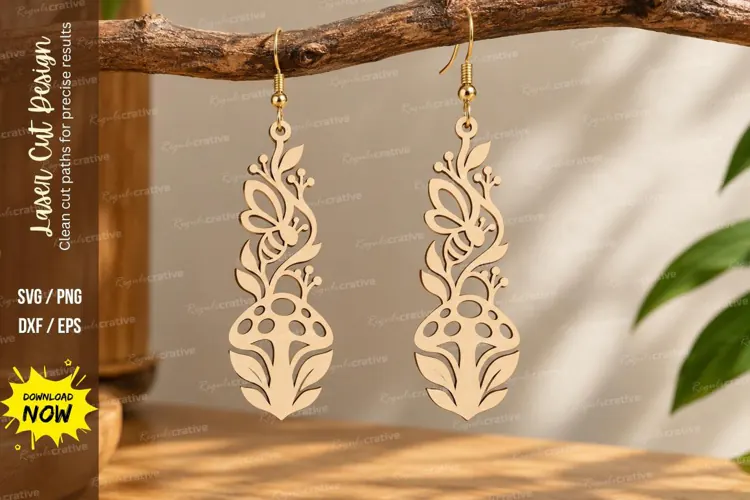 floral dangle earrings, flower earrings png, botanical earri