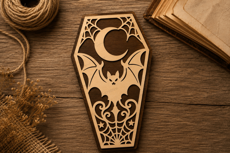 Bat Coffin Keychain Laser Cut SVG File bat keychain svg