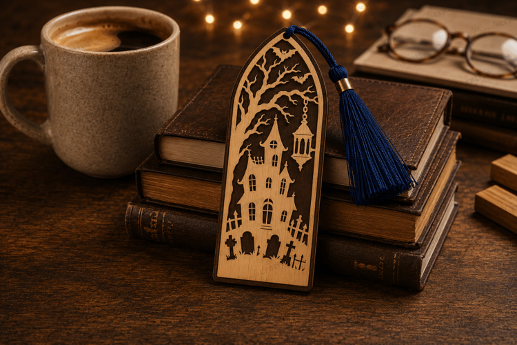 Haunted House Bookmark Laser Cut SVG File haunted house book