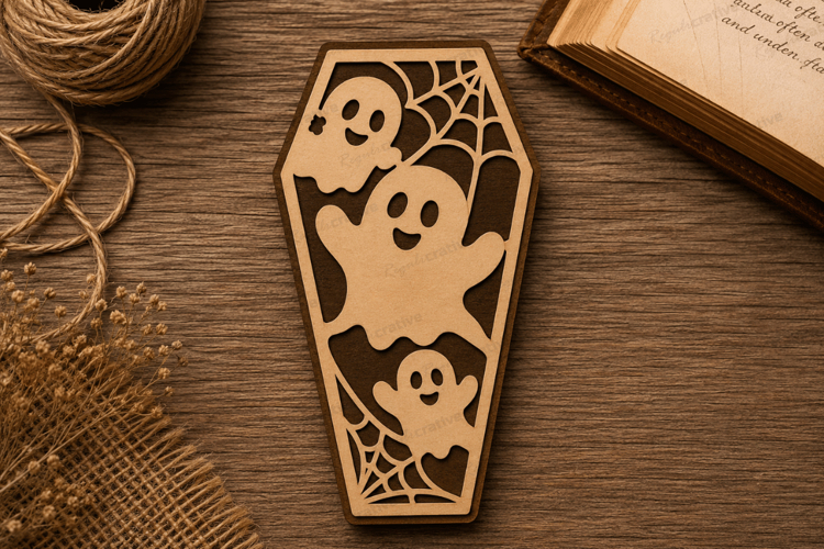 Three Ghosts Coffin Bookmark Laser Cut SVG File ghost bookma