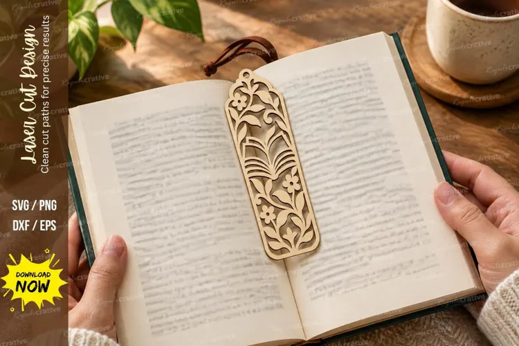 botanical bookmark png, floral bookmark png, laser cut bookm