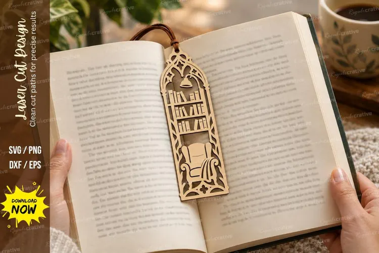 bookshelf bookmark png, book bookmark design, laser cut book
