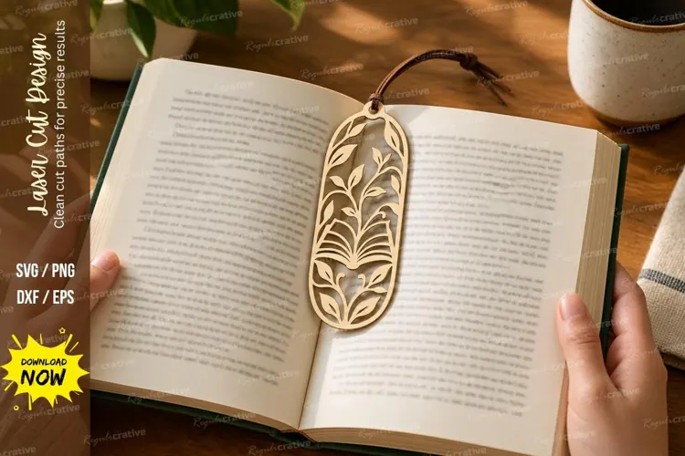 floral leaf bookmark, leaf bookmark png, laser cut bookmark