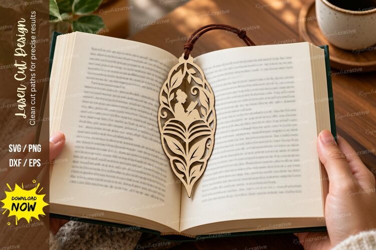 botanical leaf bookmark, leaf bookmark png, laser cut bookma example image 1