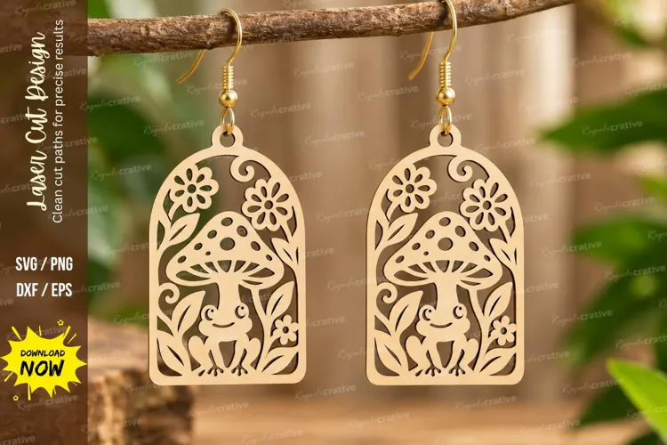 Mushroom Arch Earrings Laser Cut SVG PNG Design, mushroom