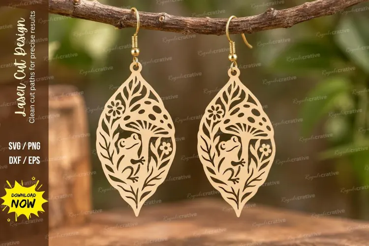 Leaf Mushroom Earrings Laser Cut SVG PNG Design, leaf mushr