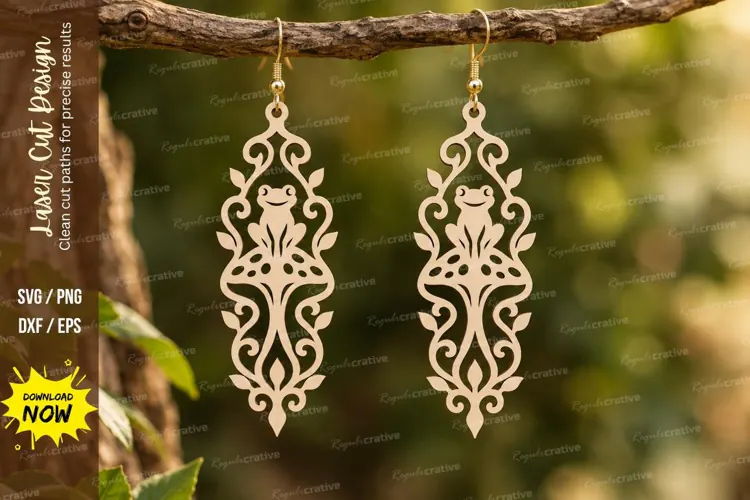 Baroque Mushroom Earrings Laser Cut SVG PNG Design, baroque
