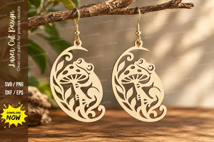 Swirl Mushroom Earrings Laser Cut SVG PNG Design, swirl mush