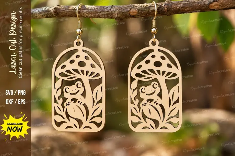 Frog Garden Arch Earrings Laser Cut SVG PNG Design, frog