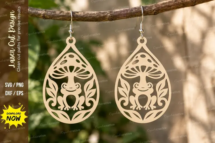Teardrop Frog Earrings Laser Cut SVG PNG Design, frog earrin