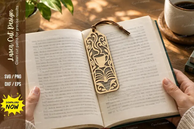 Ornate Floral Cat Bookmark Laser Cut SVG PNG Design