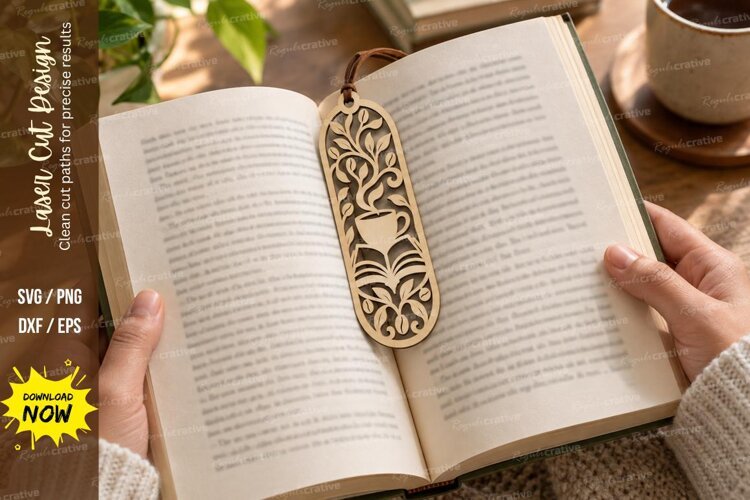 Oval Botanical Cat Bookmark Laser Cut SVG PNG Design example image 1