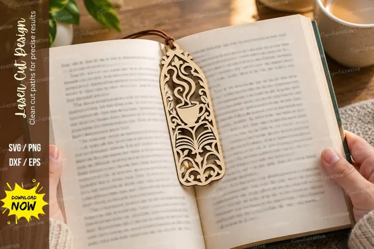 Floral Cat Scroll Bookmark Laser Cut SVG PNG Design