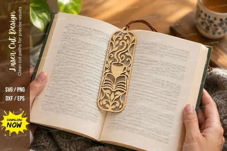 Vintage Floral Cat Bookmark Laser Cut SVG PNG Design