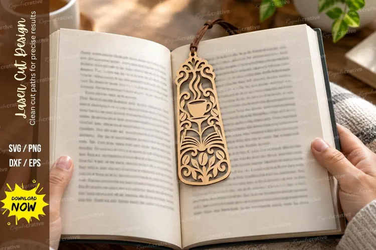 Baroque Cat Floral Bookmark Laser Cut SVG PNG Design