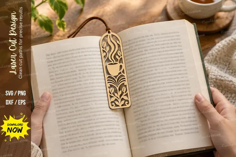 Slim Floral Cat Bookmark Laser Cut SVG PNG Design