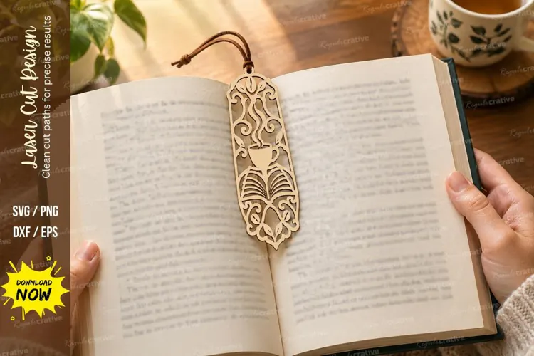 Teardrop Floral Cat Bookmark Laser Cut SVG PNG Design