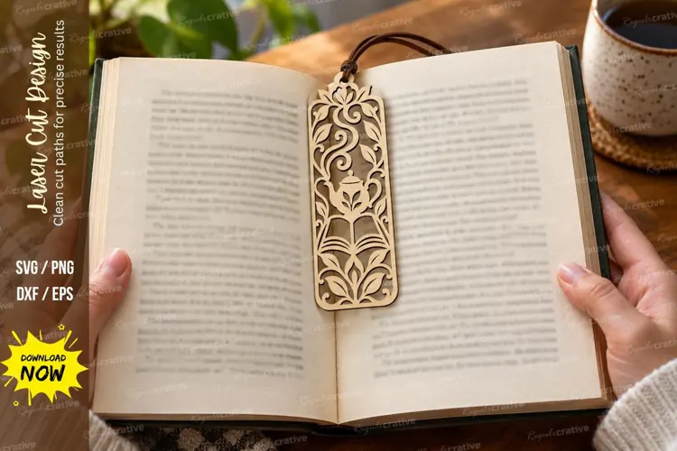 Ornate Floral Cat Bookmark Laser Cut SVG PNG Design, ornate
