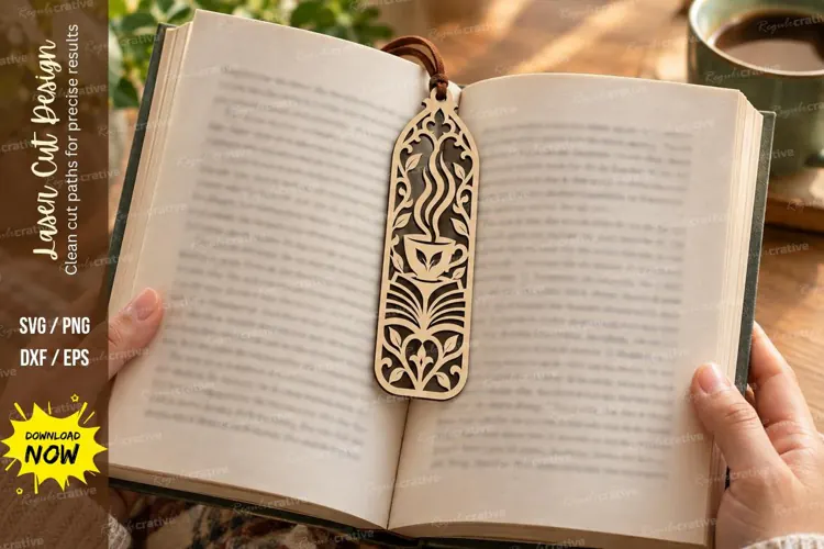 Vintage Floral Cat Bookmark Laser Cut SVG PNG Design